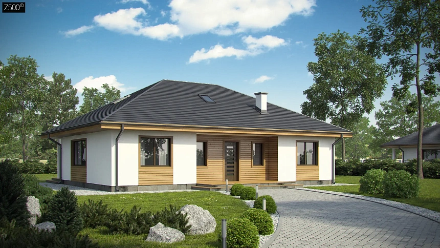 Комфортный одноэтажный дом традиционного дизайна.