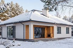 Одноэтажный дом с 4ёхскатной кровлей и 3мя спальнями. 