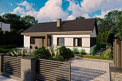 Классический одноэтажный дом с двускатной крышей