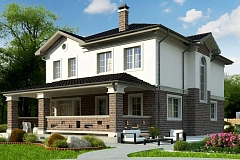 Вариант Zz2 L BG двухэтажного дома в классическом стиле с плитами перекрытия