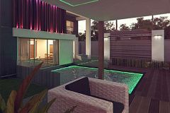 Проект дома в современном стиле с большими площадями остекления