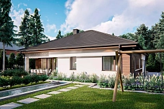 Удобный одноэтажный дом с гаражом для двух автомобилей