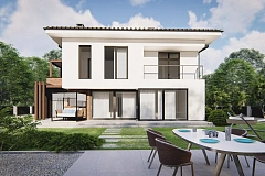 Современный двухэтажный дом с гаражом на две машины