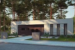 Современный одноэтажный дом с боковой террасой