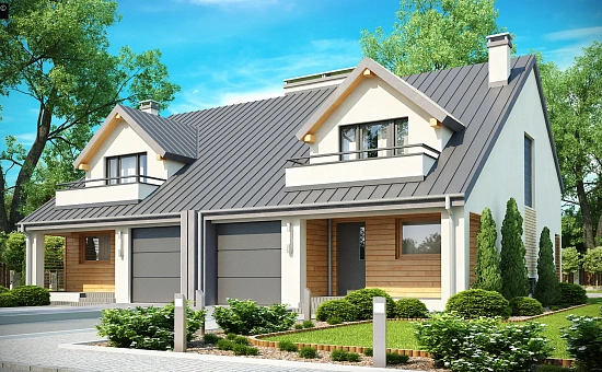 Проект стильного, функционального и недорогого двухсемейного дома.