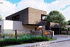 Проект двухуровневого дома с оригинальной планировкой и гаражом на 2 авто.