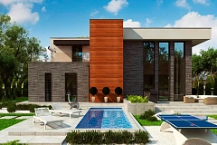 Вариант двухэтажного дома Zx159 в современном стиле с гаражом