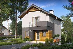 Двухэтажный дом с современными элементами для узкого участка.