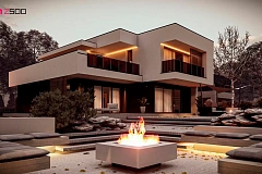 Современный двухэтажный дом с большой террасой