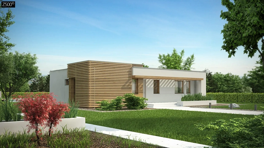 Одноэтажный дом в стиле тихоокеанского бунгало, с электрическим котлом