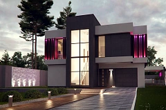 Проект дома в современном стиле с большими площадями остекления