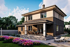 Вариант двухэтажного дома Zz11k+ c плитами перекрытия