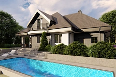 Версия проекта Z18 со встроенным гаражом с левой стороны дома