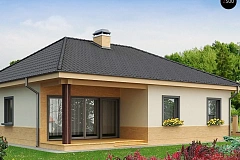 Вариант одноэтажного дома с 4-х скатной кровлей и подвалом