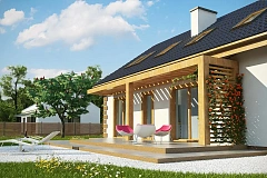 Классический мансардный дом с двускатной кровлей и 5 комнатами.