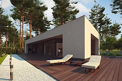 Современный одноэтажный дом с боковой террасой