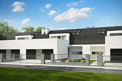 Проект коттеджа на две семьи с возможностью последовательной застройки