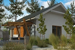 Компактный одноэтажный дом в традиционном стиле.