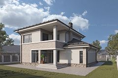 Двухэтажный дом с гаражом. 