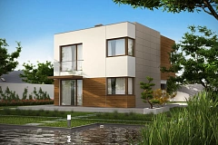 Компактный дом в стиле современного кубизма с тремя спальнями.