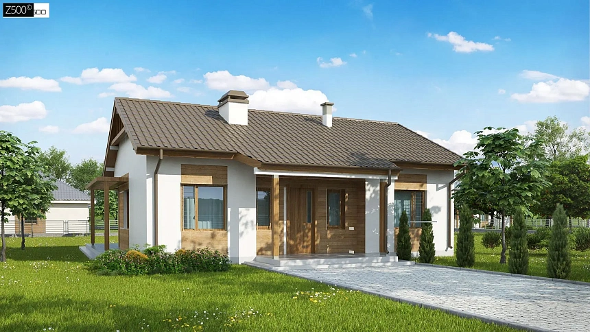 Проект одноэтажного дома с приятным дизайном