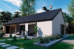 Одноэтажный дом с двускатной крышей