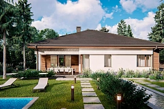 Удобный одноэтажный дом с гаражом для двух автомобилей