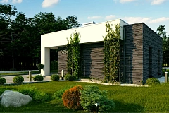 Небольшой современный одноэтажный проект дома с плоской кровлей