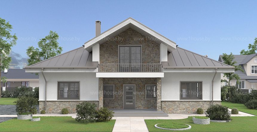 Мансардный дом с 3 спальнями и свободной планировкой мансарды.