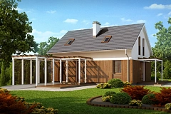 Проект дома в традиционном стиле с двускатной крышей.
