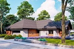 Одноэтажный дом с гаражом на 2 машины и 4 спальнями