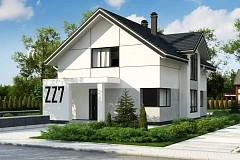 Проект оригинального двухуровневого современного дома без гаража.