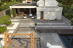 Проект дома с мансардой в европейском стиле с гаражом на одно авто.