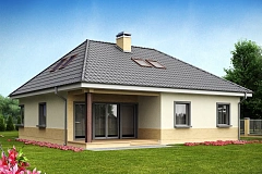 Традиционный дом с мансардой, с большим углом наклона крыши.