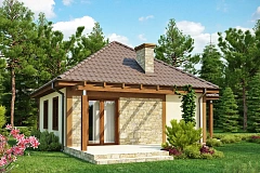 Проект маленького уютного дома с функциональной планировкой. Оснащен всем необходимым для постоянного проживания.