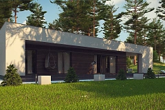 Современный одноэтажный дом с боковой террасой