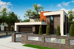 Вариант двухэтажного дома Zx159 в современном стиле с гаражом