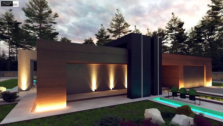 Современный дом с одноуровневой планировкой для большой семьи