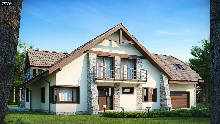 Просторный элегантный особняк с гаражом для двух автомобилей.