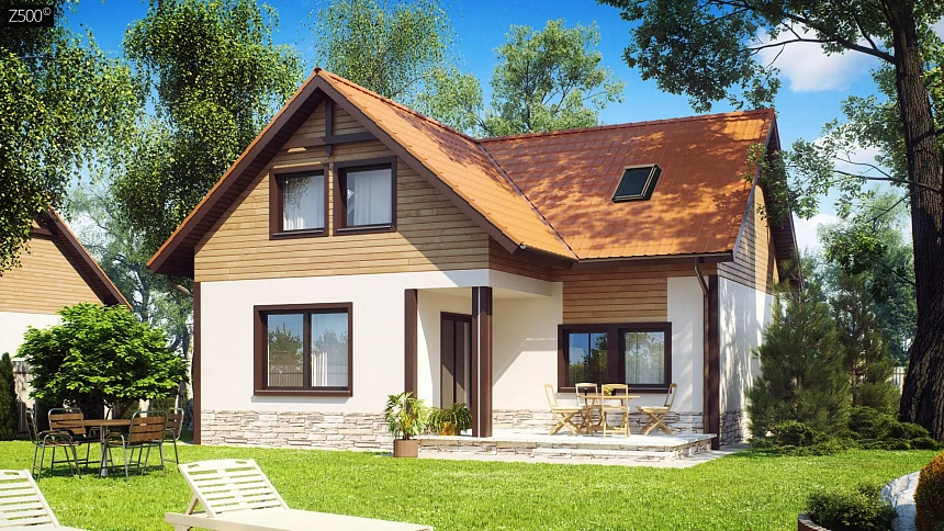 Дом для узкого участка с дополнительной спальней на первом этаже и кухней со стороны сада.