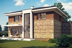 Проект двухэтажного дома с гаражом для двух авто, с баней