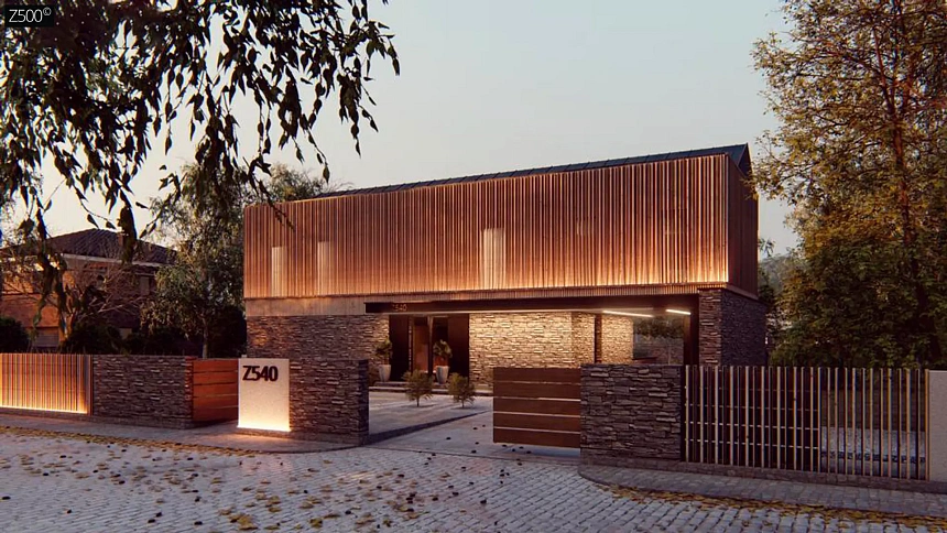 Современный двухэтажный дом с уникальным дизайном