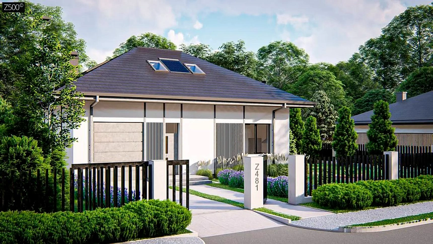 Дом с мансардой, четыре комнаты и гараж