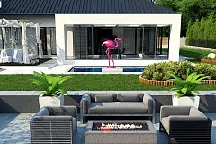 Компактный одноэтажный коттедж с гаражом для одной машины