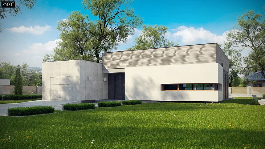 Проект одноэтажного дома в стиле модерн эффектной формы