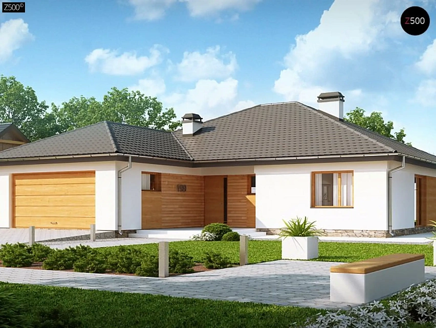 Версия одноэтажного дома Z199 с измененной планировкой