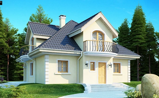 Проект изысканного классического дома с мансардой.