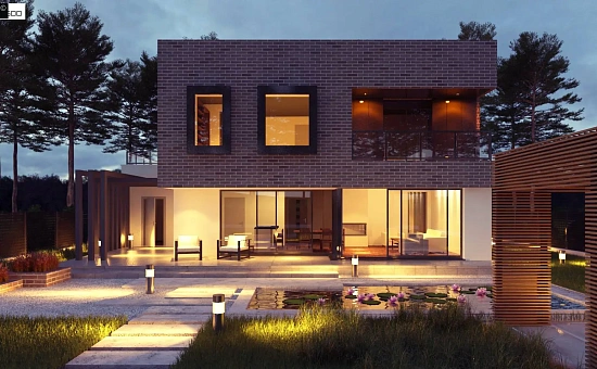 Проект двухэтажного дома с современным фасадом и удобным интерьером.