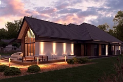 Увеличенная версия Z402 одноэтажного дома с гаражом на два автомобиля