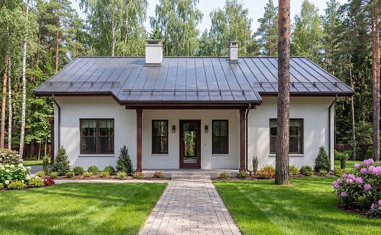 Проект компактного одноэтажного дома, экономичного как в строительстве, так и в эксплуатации.